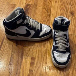 Nike Kid’s Navy and White High-Top Sneakers
